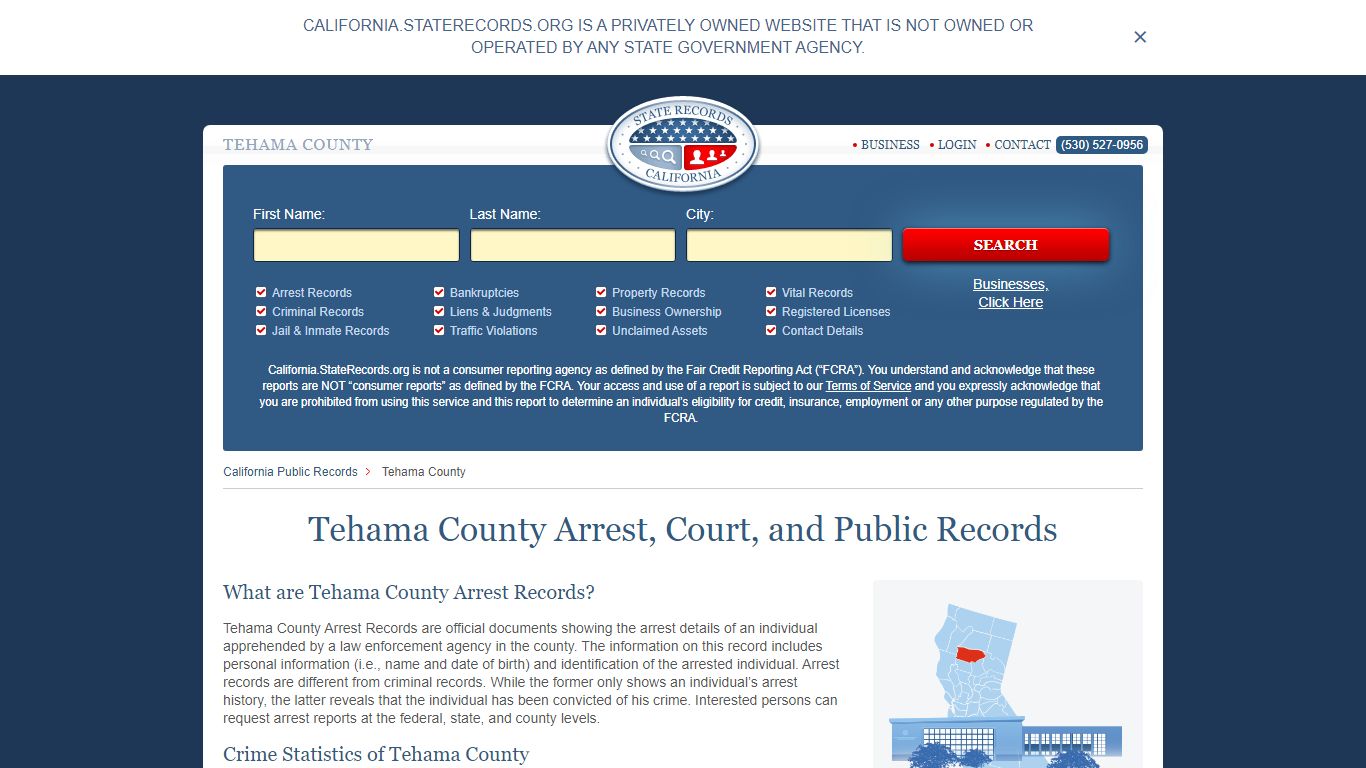 Tehama County Arrest, Court, and Public Records