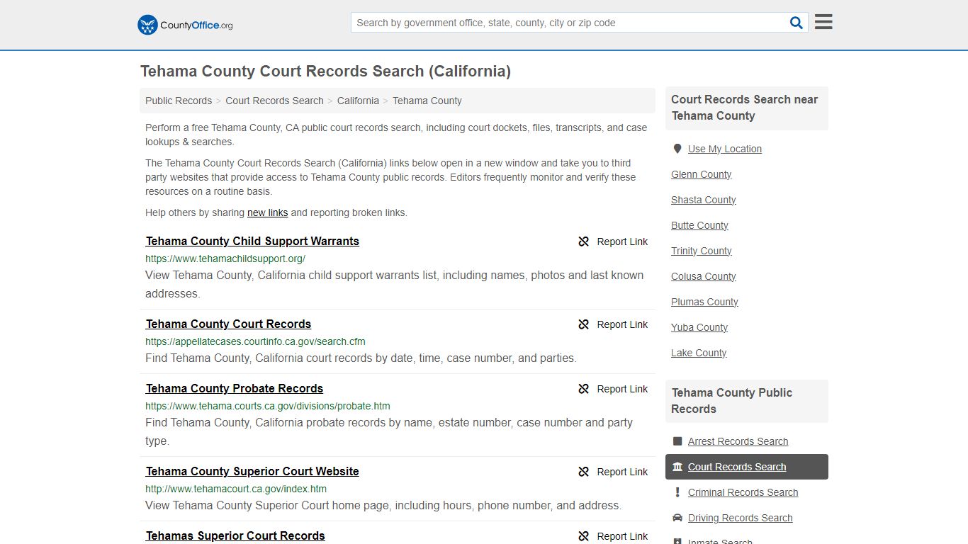 Tehama County Court Records Search (California) - County Office