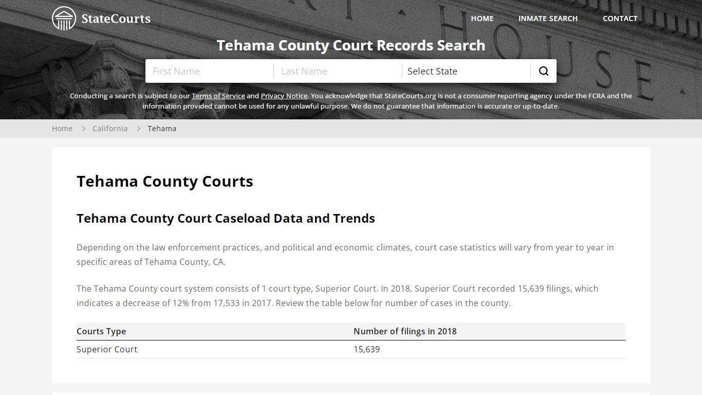 Tehama County, CA Courts - Records & Cases - StateCourts