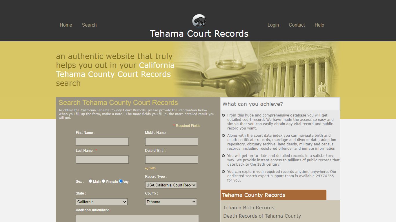 Tehama County Public Records. Court Records. California State
